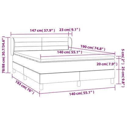 Boxspring Met Matras Stof Donkerbruin 140 x 190 cm Horizontale strepen