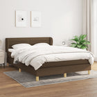 Boxspring Met Matras Stof Donkerbruin 140 x 190 cm Horizontale strepen