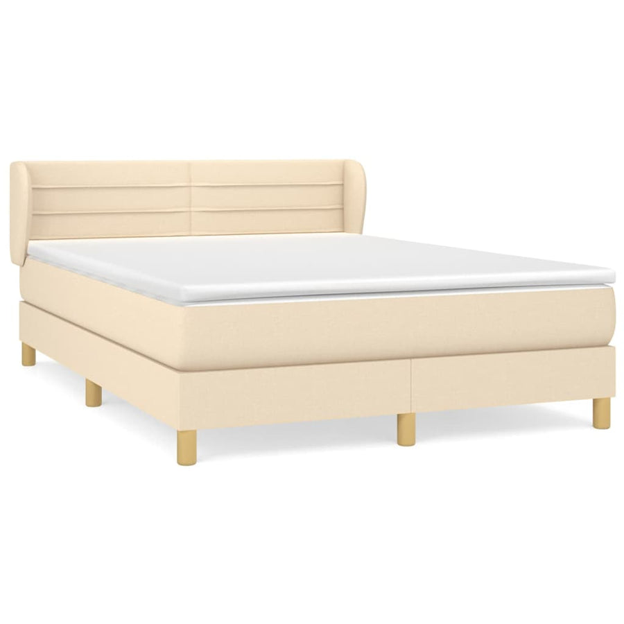 Boxspring met matras stof crèmekleurig 140x190 cm 140 x 190 cm Crème
