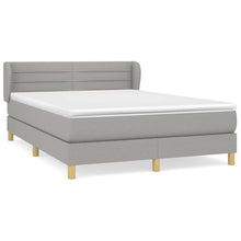 Boxspring Met Matras Stof Lichtgrijs 140 x 200 cm Horizontale strepen
