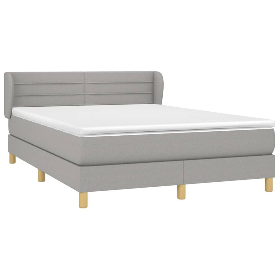 Boxspring Met Matras Stof Lichtgrijs 140 x 200 cm Horizontale strepen