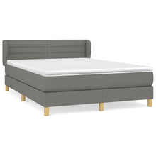 Boxspring Met Matras Stof Donkergrijs 140 x 200 cm Horizontale strepen