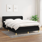 Boxspring Met Matras Stof Zwart 140 x 200 cm Horizontale strepen