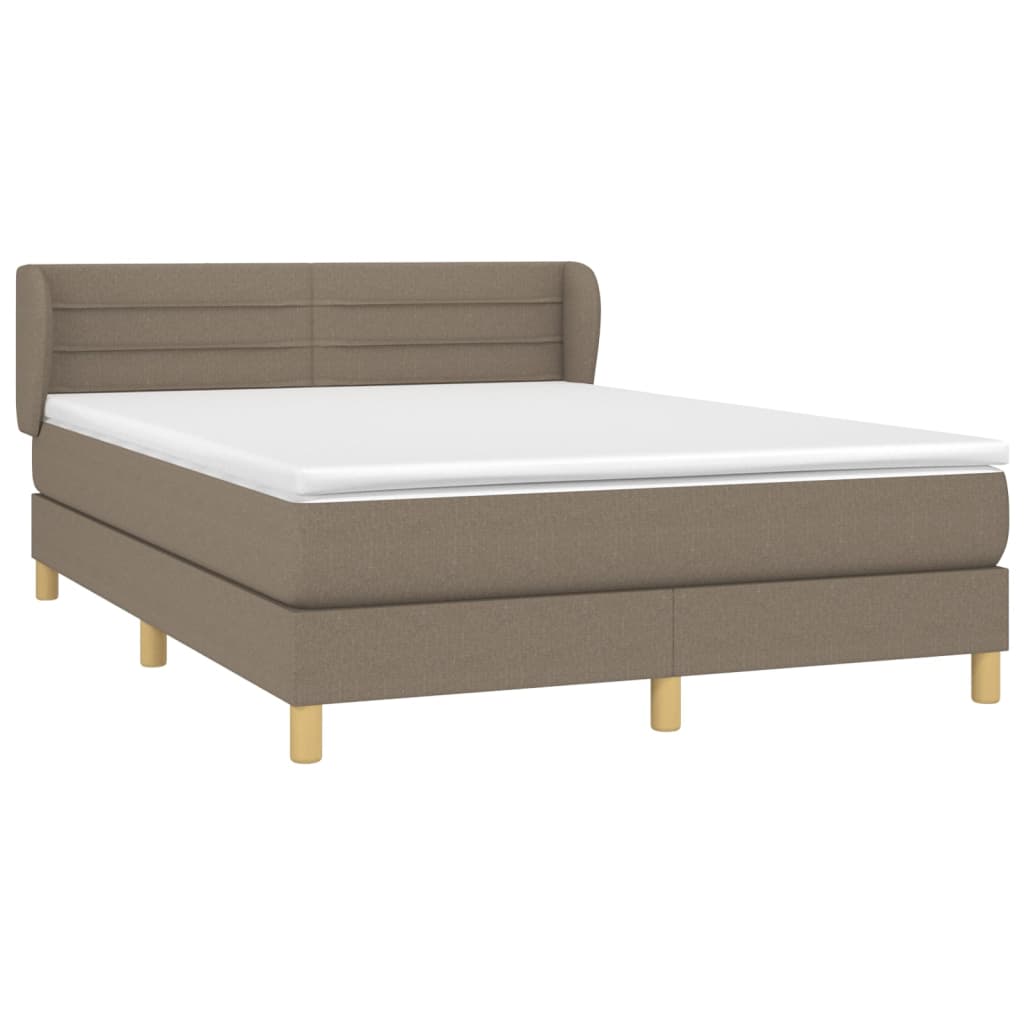 Boxspring Met Matras Stof Taupe 140 x 200 cm Horizontale strepen