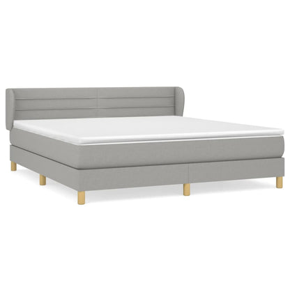 Boxspring Met Matras Stof Lichtgrijs 160 x 200 cm Horizontale strepen