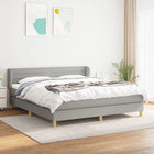 Boxspring Met Matras Stof Lichtgrijs 160 x 200 cm Horizontale strepen