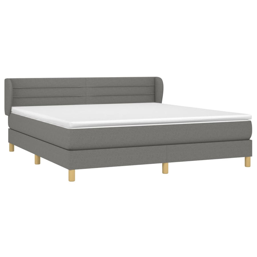 Boxspring Met Matras Stof Donkergrijs 160 x 200 cm Horizontale strepen