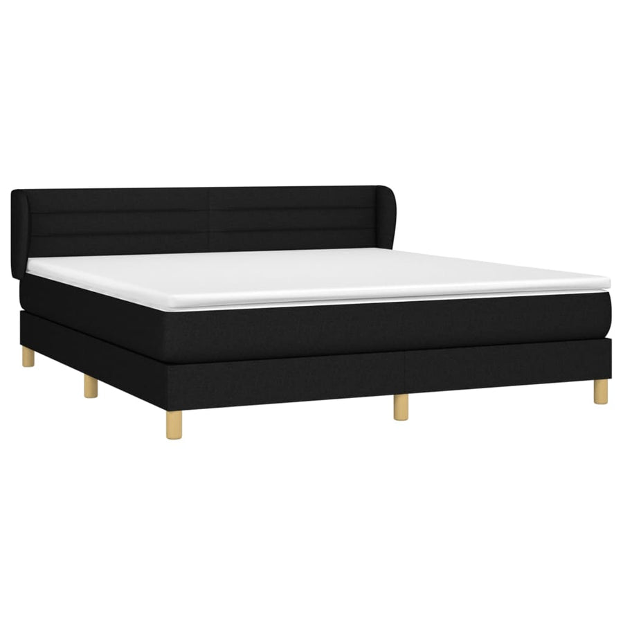 Boxspring Met Matras Stof Zwart 160 x 200 cm Horizontale strepen