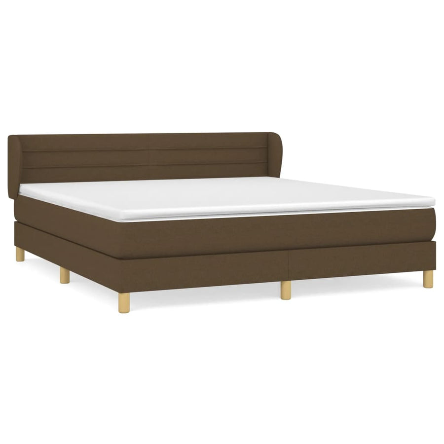 Boxspring Met Matras Stof Donkerbruin 160 x 200 cm Horizontale strepen