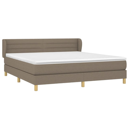 Boxspring Met Matras Stof Taupe 160 x 200 cm Horizontale strepen