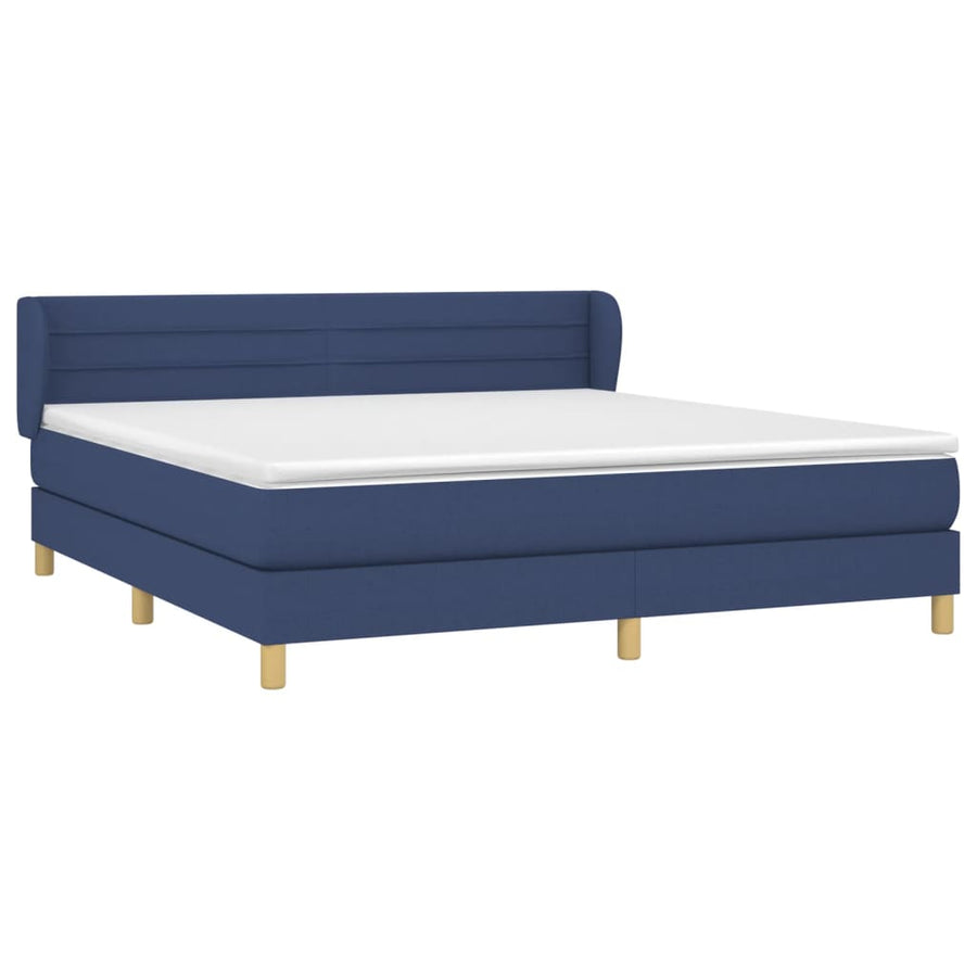 Boxspring Met Matras Stof Blauw 160 x 200 cm Horizontale strepen