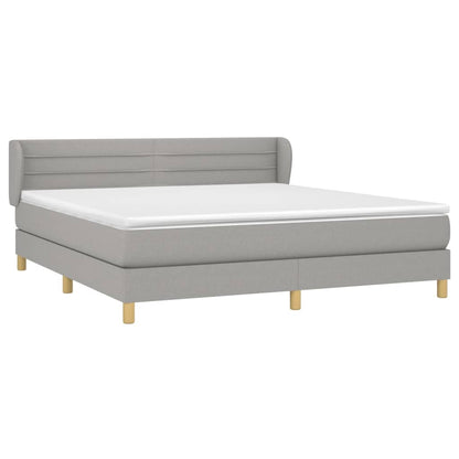 Boxspring Met Matras Stof Lichtgrijs 180 x 200 cm Horizontale strepen