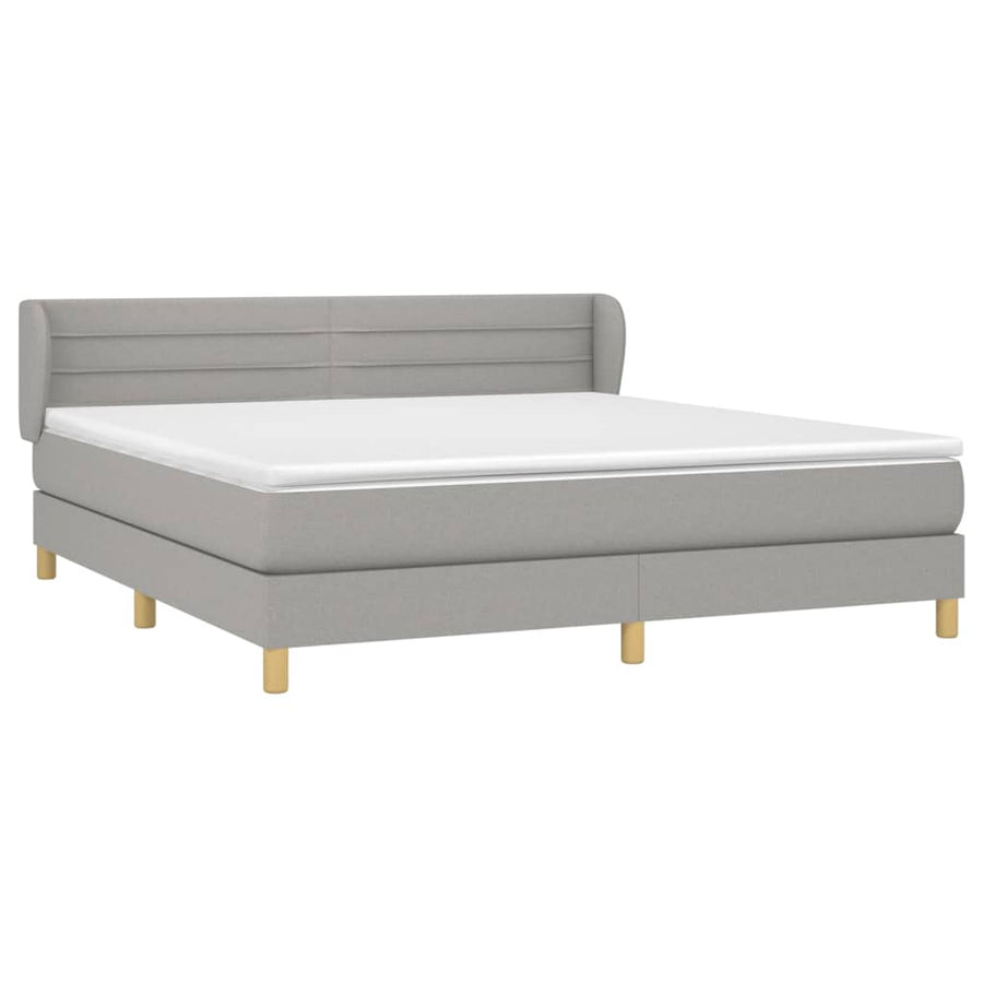 Boxspring Met Matras Stof Lichtgrijs 180 x 200 cm Horizontale strepen