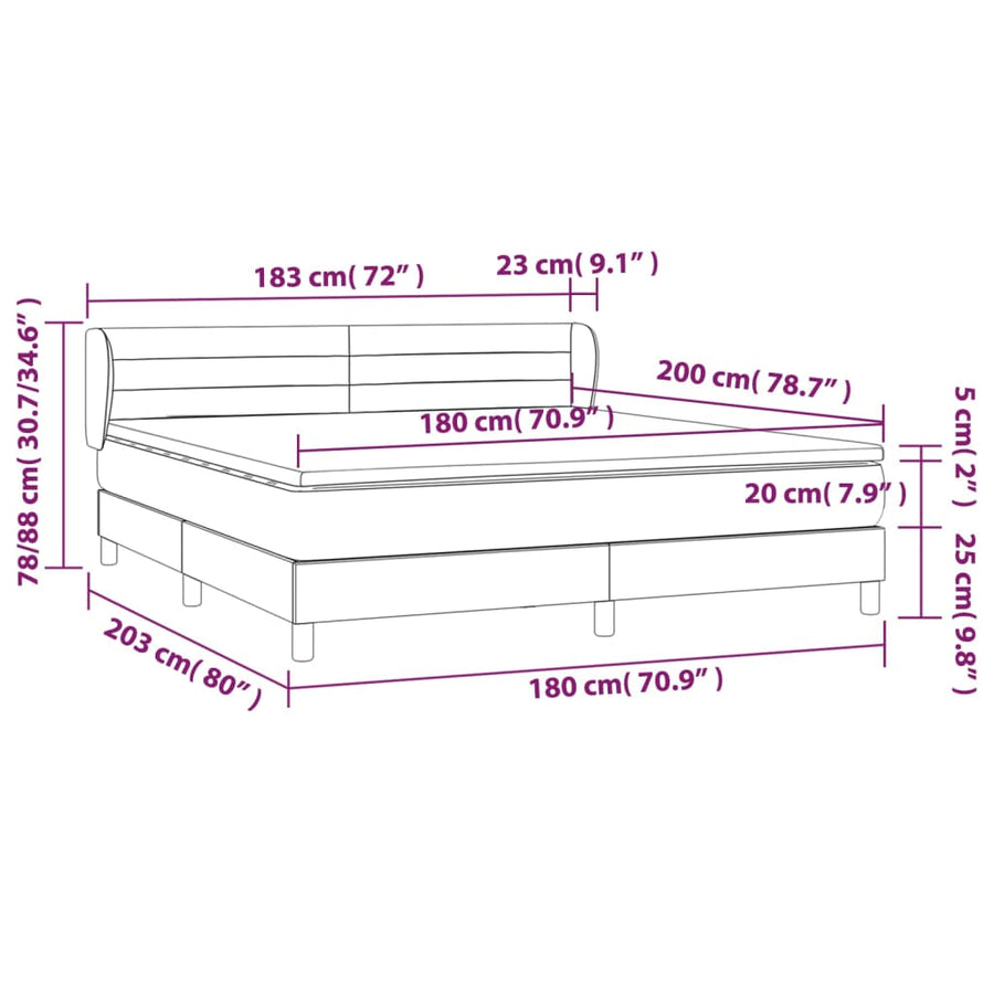 Boxspring Met Matras Stof Lichtgrijs 180 x 200 cm Horizontale strepen