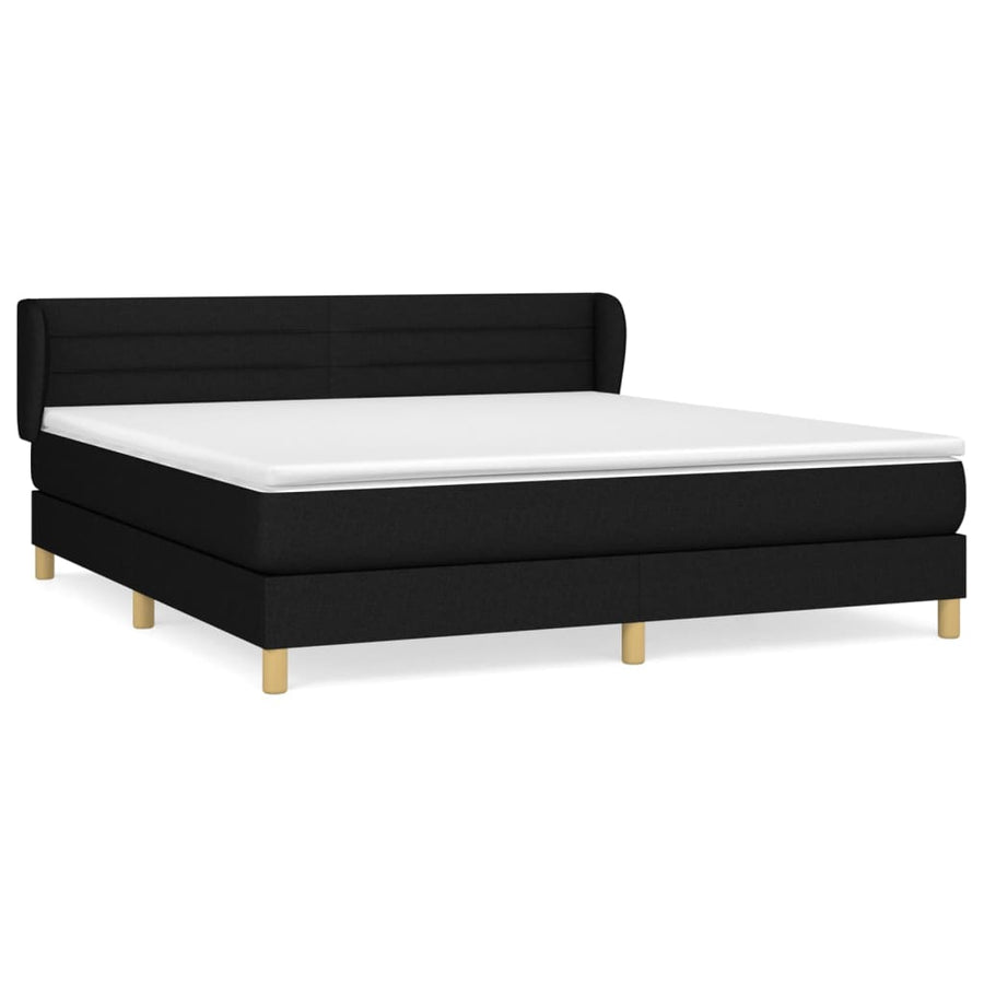 Boxspring Met Matras Stof Zwart 180 x 200 cm Horizontale strepen