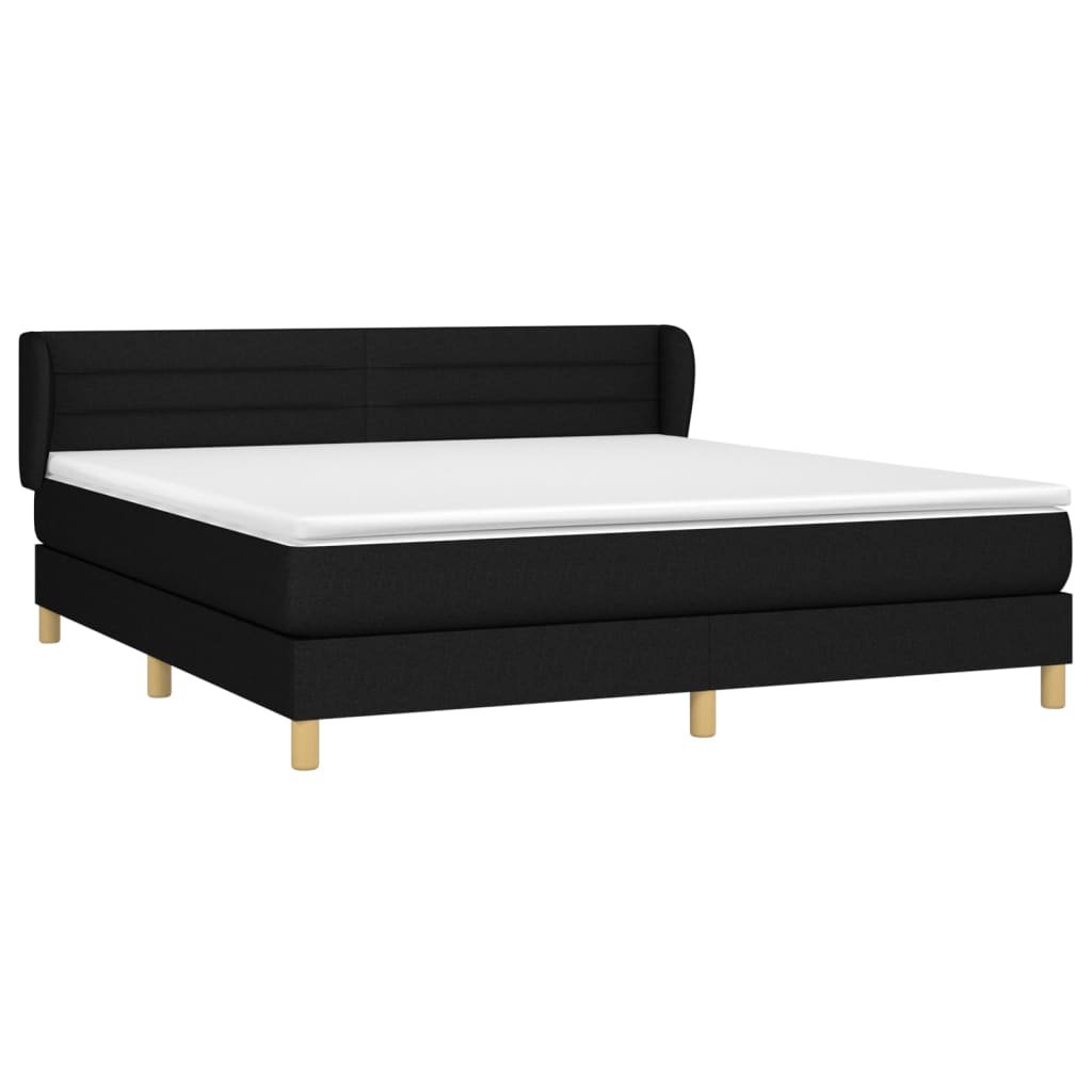 Boxspring Met Matras Stof Zwart 180 x 200 cm Horizontale strepen
