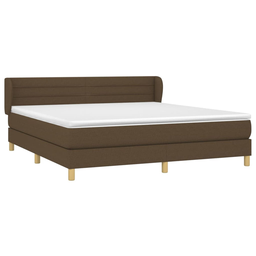 Boxspring Met Matras Stof Donkerbruin 180 x 200 cm Horizontale strepen