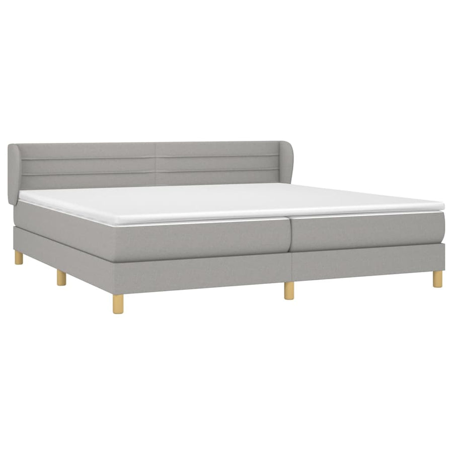 Boxspring Met Matras Stof Lichtgrijs 200 x 200 cm Horizontale strepen