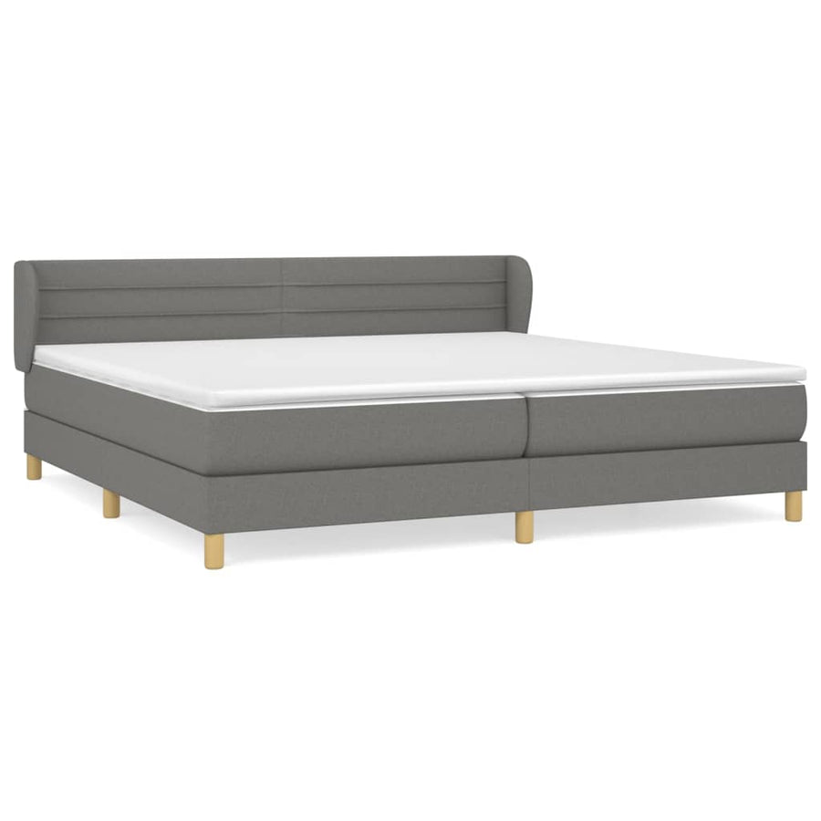 Boxspring Met Matras Stof Donkergrijs 200 x 200 cm Horizontale strepen