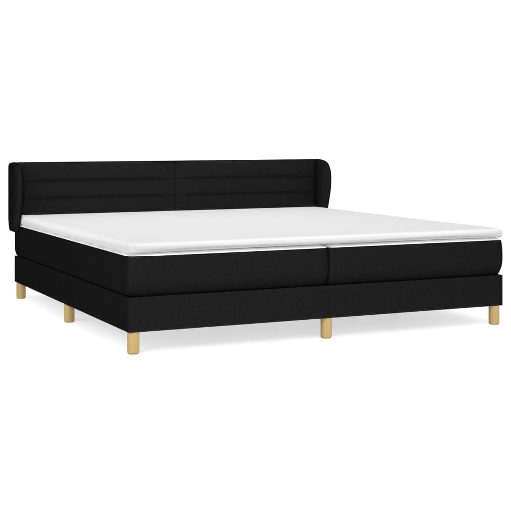 Boxspring Met Matras Stof Zwart 200 x 200 cm Horizontale strepen