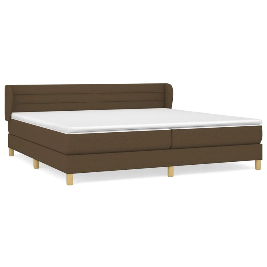 Boxspring Met Matras Stof Donkerbruin 200 x 200 cm Horizontale strepen