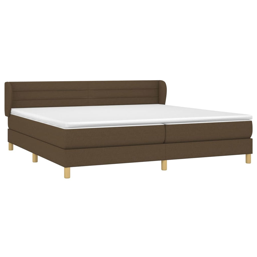 Boxspring Met Matras Stof Donkerbruin 200 x 200 cm Horizontale strepen