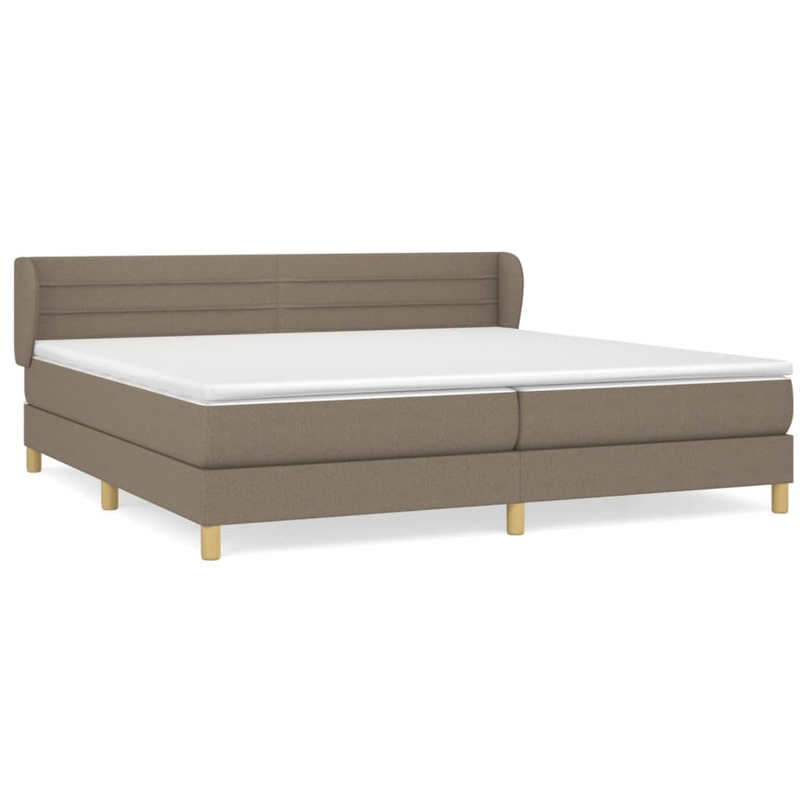 Boxspring Met Matras Stof Taupe 200 x 200 cm Horizontale strepen