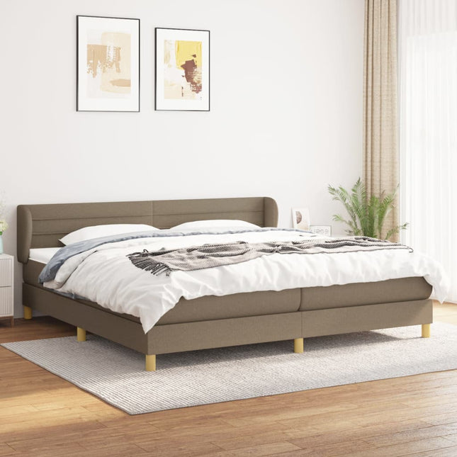 Boxspring Met Matras Stof Taupe 200 x 200 cm Horizontale strepen