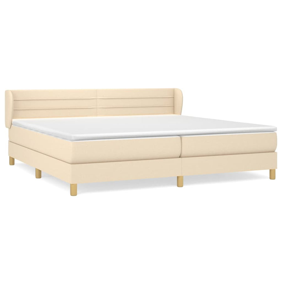 Boxspring Met Matras Stof Kleurig Crème 200 x 200 cm Horizontale strepen