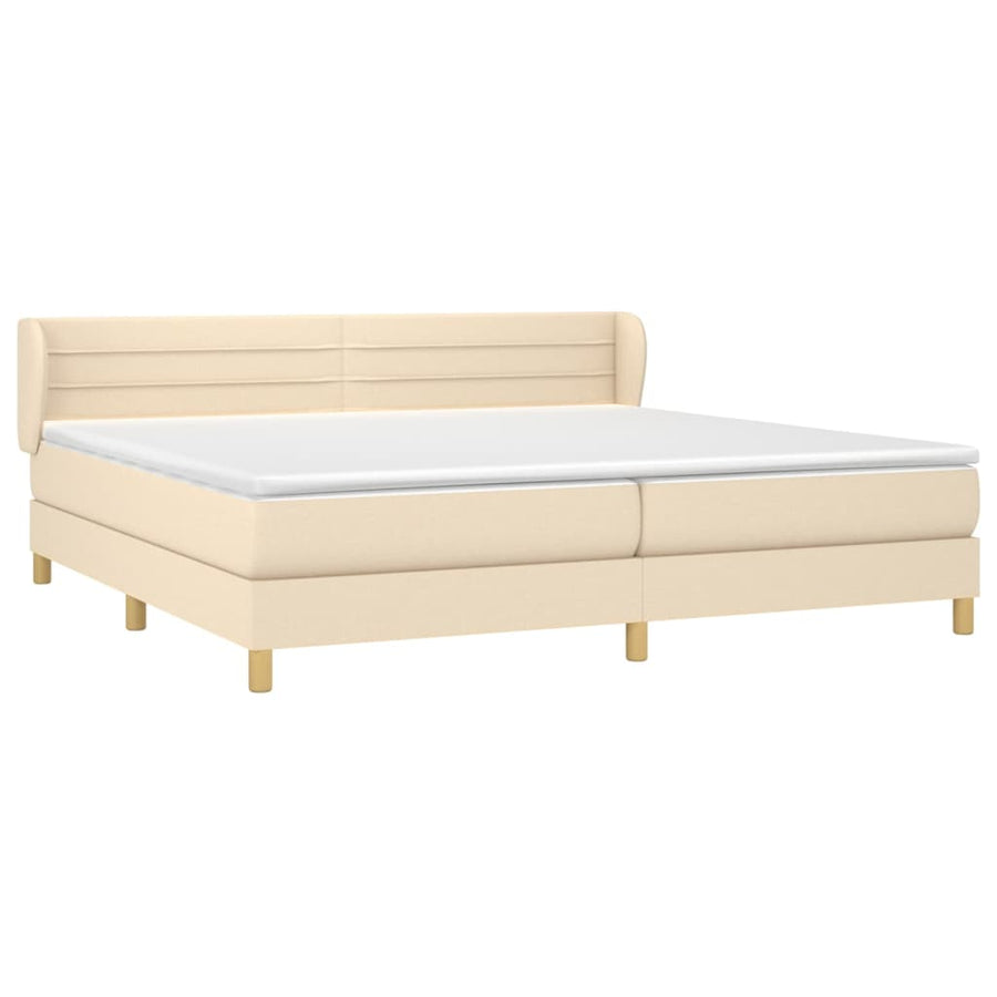 Boxspring Met Matras Stof Kleurig Crème 200 x 200 cm Horizontale strepen
