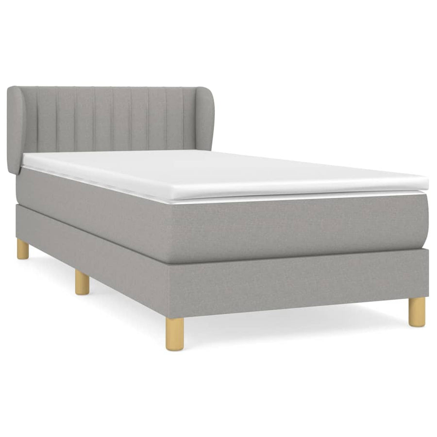 Boxspring Met Matras Stof Lichtgrijs 90 x 200 cm Verticale strepen