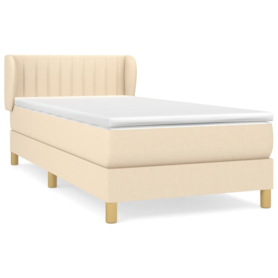 Boxspring Met Matras Stof Kleurig Crème 90 x 200 cm Verticale strepen