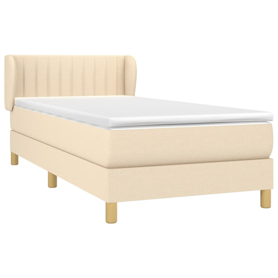 Boxspring Met Matras Stof Kleurig Crème 90 x 200 cm Verticale strepen