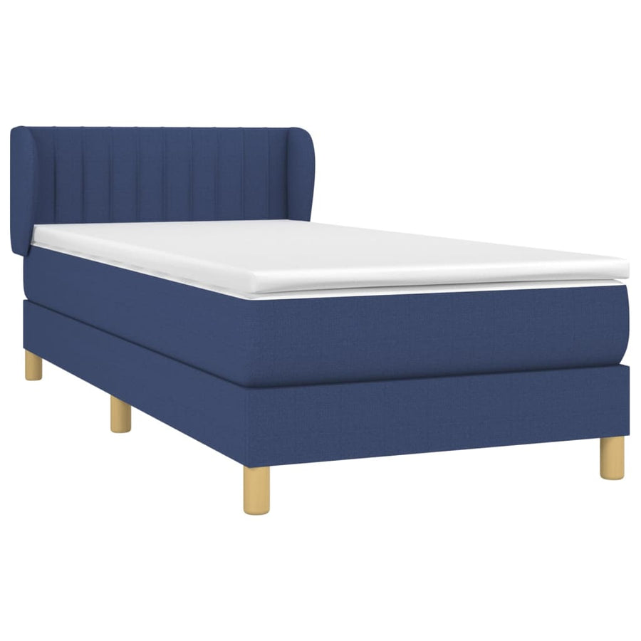 Boxspring Met Matras Stof Blauw 90 x 200 cm Verticale strepen