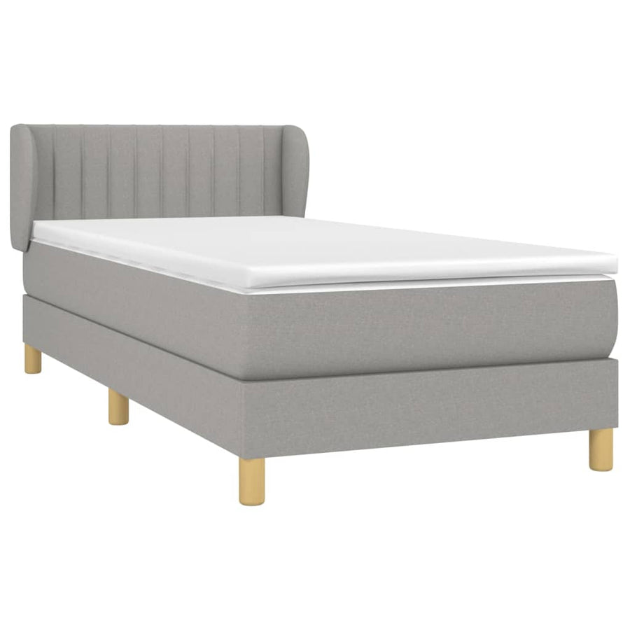 Boxspring Met Matras Stof Lichtgrijs 100 x 200 cm Verticale strepen