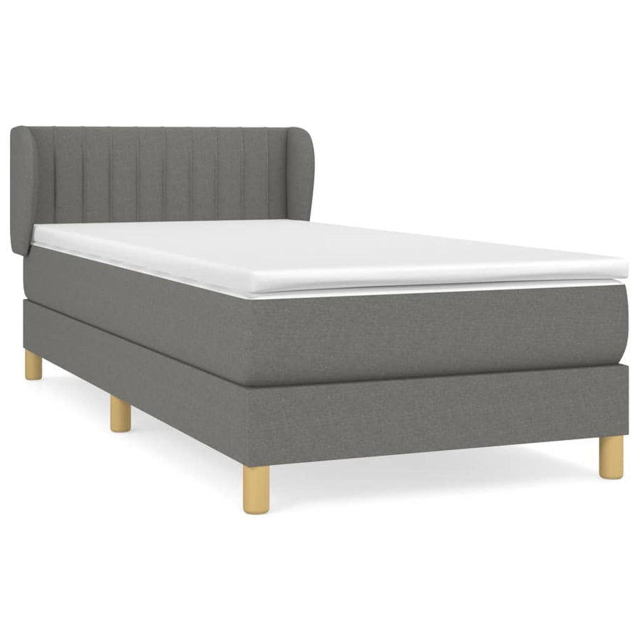 Boxspring Met Matras Stof Donkergrijs 100 x 200 cm Verticale strepen