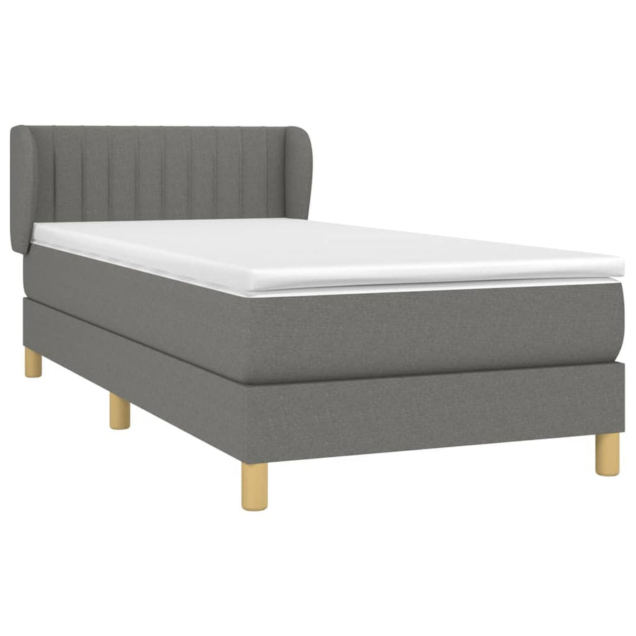 Boxspring Met Matras Stof Donkergrijs 100 x 200 cm Verticale strepen