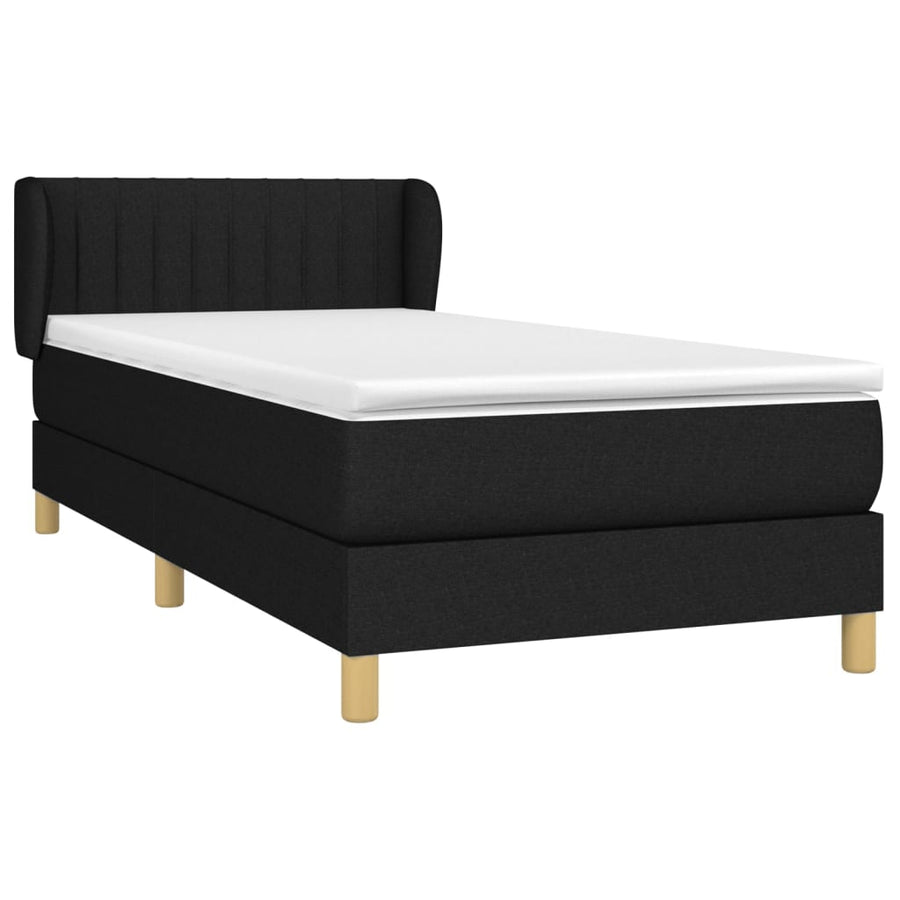Boxspring Met Matras Stof Zwart 100 x 200 cm Verticale strepen
