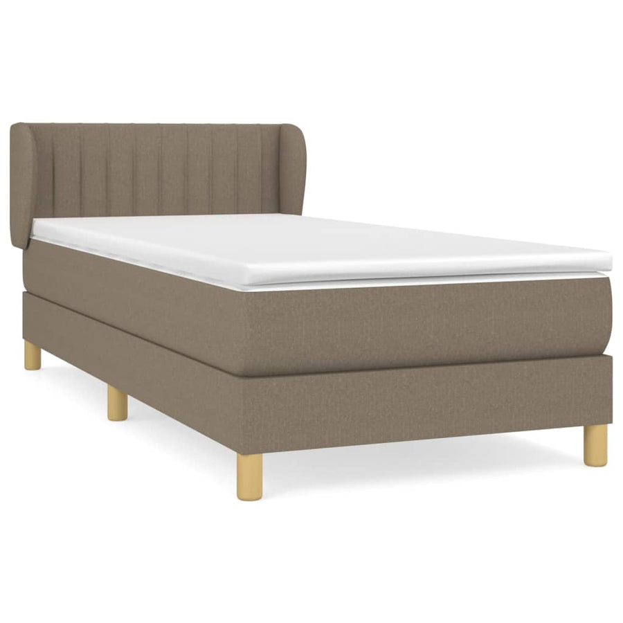 Boxspring Met Matras Stof Taupe 100 x 200 cm Verticale strepen