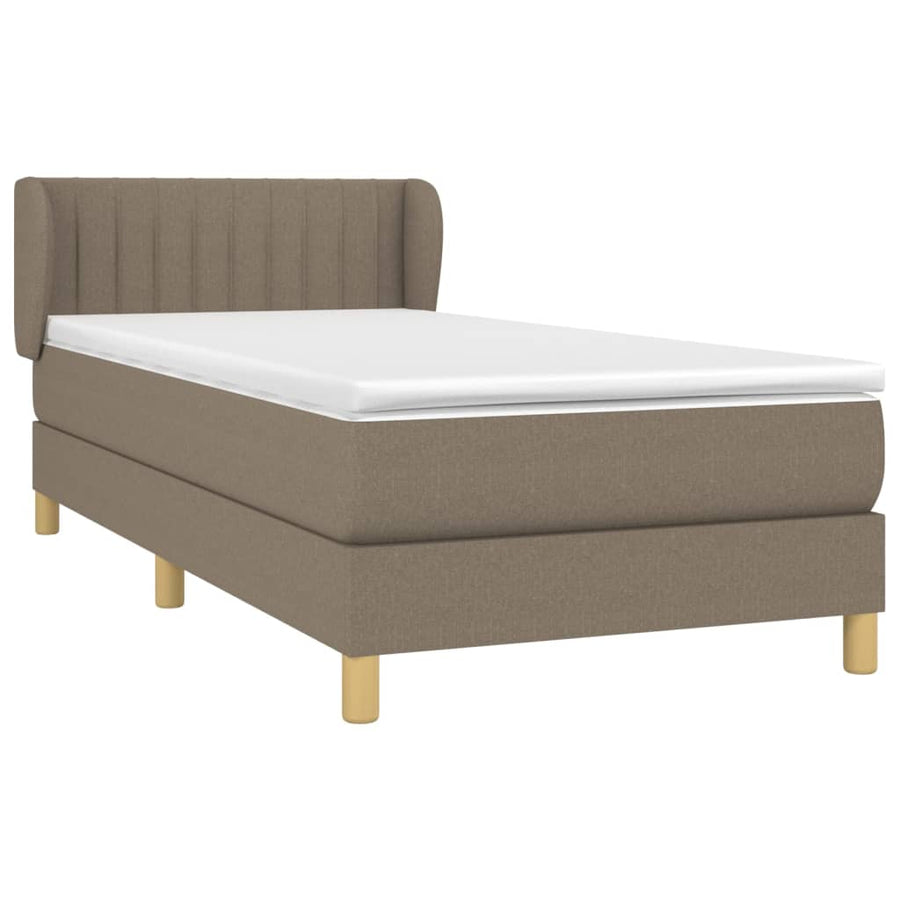 Boxspring Met Matras Stof Taupe 100 x 200 cm Verticale strepen