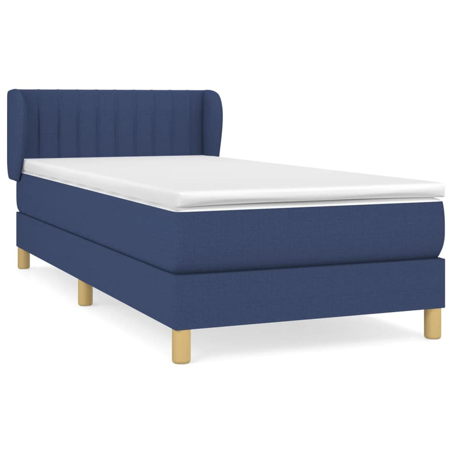 Boxspring Met Matras Stof Blauw 100 x 200 cm Verticale strepen