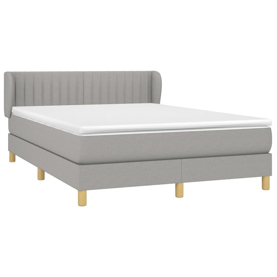 Boxspring Met Matras Stof Lichtgrijs 140 x 190 cm Verticale strepen