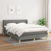 Box spring with mattress fabric dark grey 140x190 cm