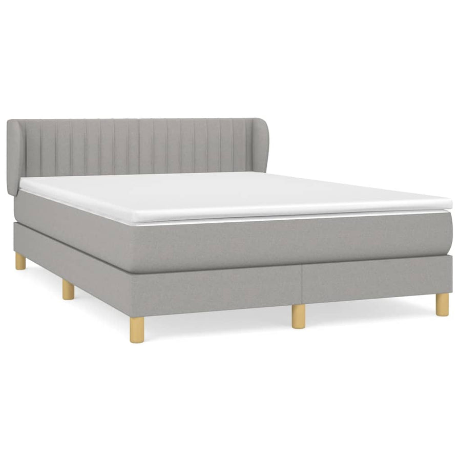 Boxspring Met Matras Stof Lichtgrijs 140 x 200 cm Verticale strepen