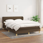 Boxspring met matras stof donkerbruin 140x200 cm 140 x 200 cm Verticale strepen