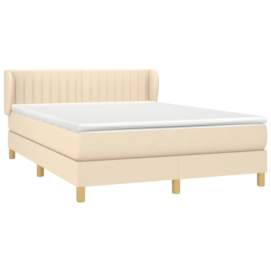 Boxspring met matras stof crèmekleurig 140x200 cm 140 x 200 cm Crème