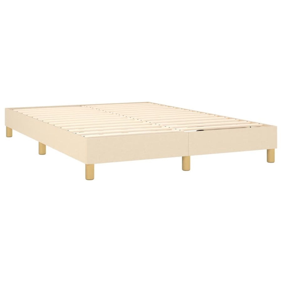 Boxspring met matras stof crèmekleurig 140x200 cm 140 x 200 cm Crème