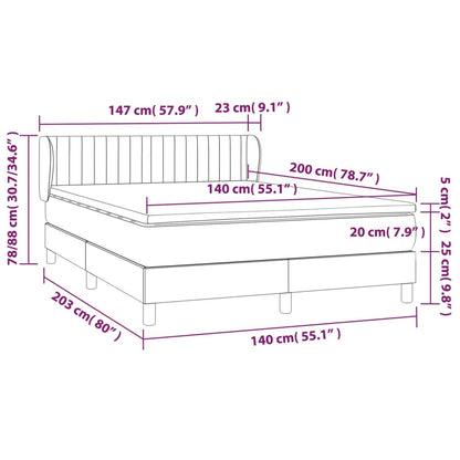 Boxspring met matras stof crèmekleurig 140x200 cm 140 x 200 cm Crème