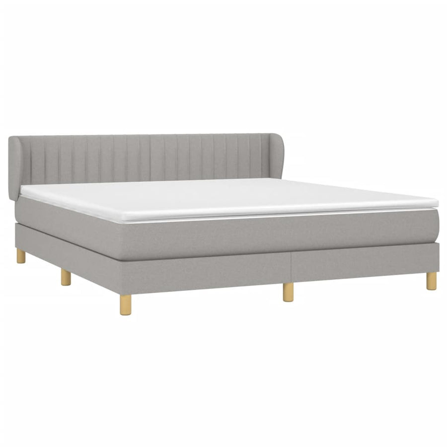 Boxspring Met Matras Stof Lichtgrijs 160 x 200 cm Verticale strepen
