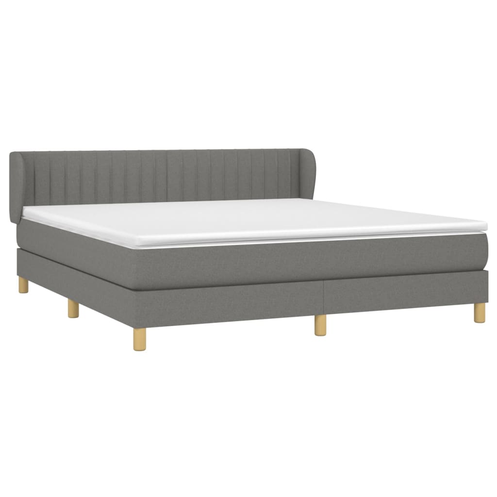 Boxspring Met Matras Stof Donkergrijs 160 x 200 cm Verticale strepen
